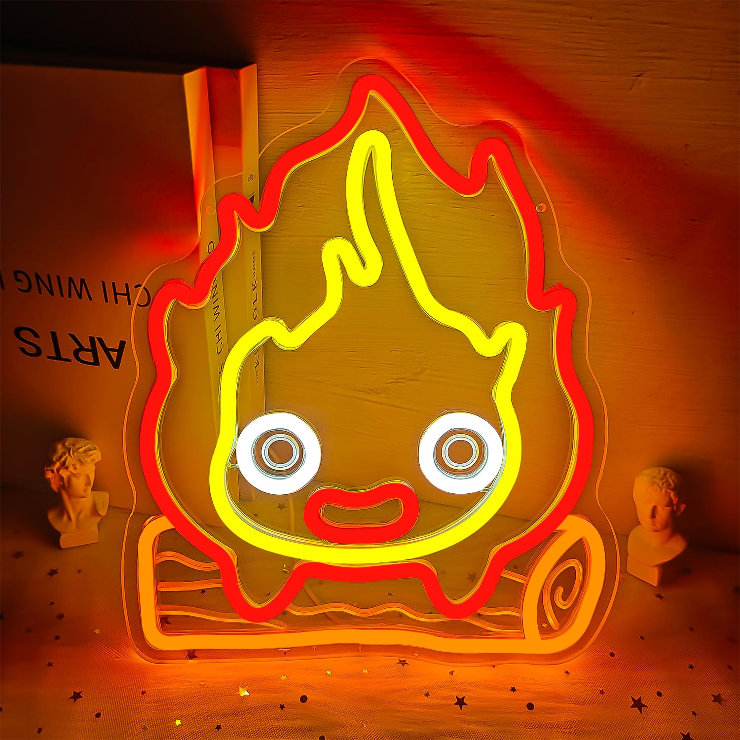 Vveikea Calcifer Neon Signs Anime Led Sign Flame Night Light Neon